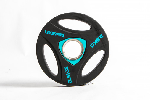 Набор олимпийских дисков 51 мм LIVEPRO Urethane Training 1,25-25 кг (157,5 кг) с хватами