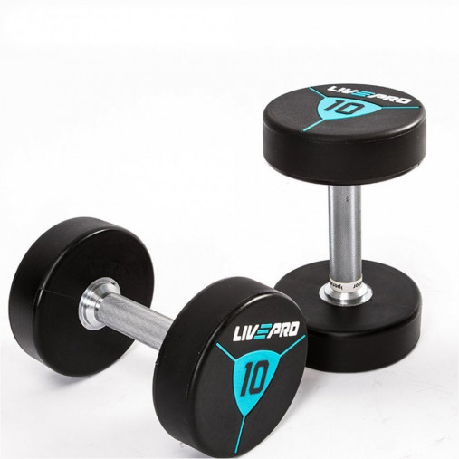 Гантели в уретане LIVEPRO Premium Urethane Dumbbells 34 кг, черный/синий